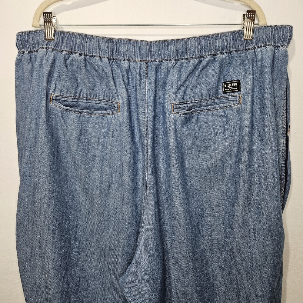 WILDFANG Essential Loose Leg Tencel Blend Culotte Wide Leg Pants Chambray 1X - Picture 8 of 15